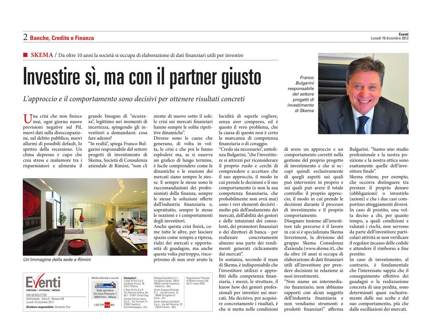 Il Sole-24 Ore – Banche, Credito e Finanza – 10/12/2012