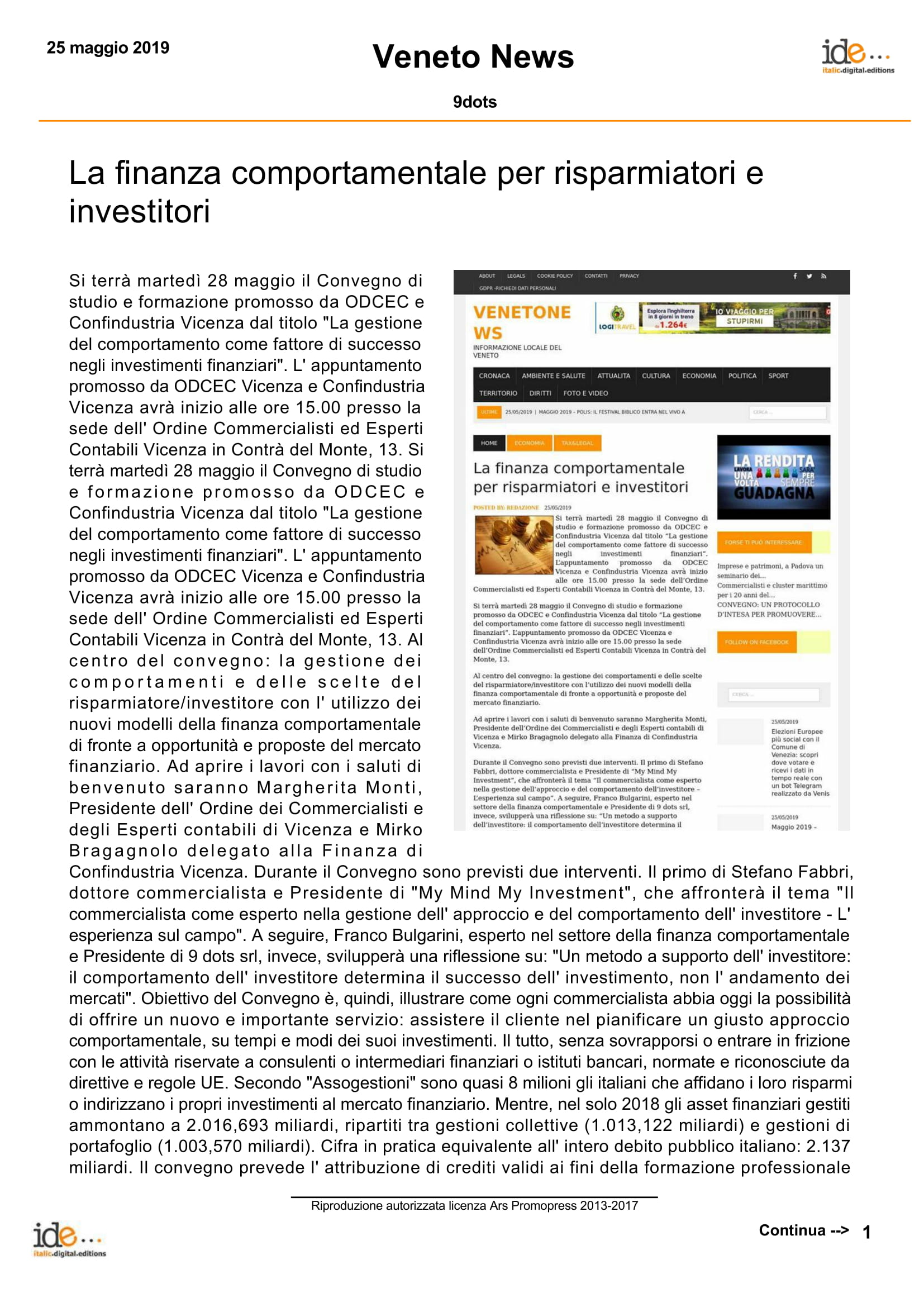 Veneto News – 25/05/2019