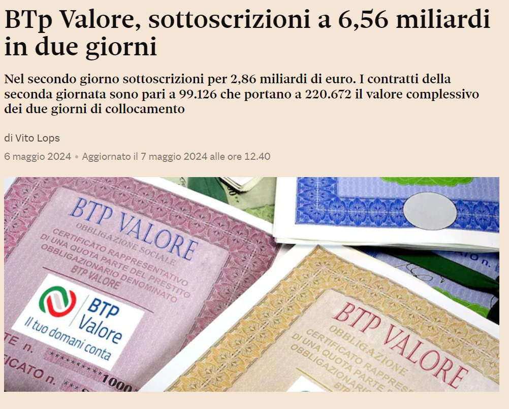 btp valore sottoscrizioni